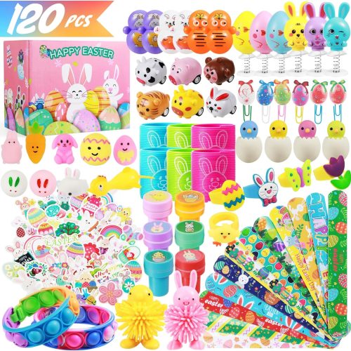 1 120Pcs Easter Basket Stuffers, Easter Egg Fillers,Essentials Gifts Ideas for Kids Boys Girls Baby, Easter Egg Stuffers, Funny Party Favors Goodie Bag Toys for 4 5 6 7 8 9 10