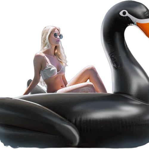 1 Giant Pool Float Adult Heavy Duty 70" Black Swan Pool Floaties for Adults Swimming Pool Lounger Float Pool Chair Float for Pool Games Beach Party Outdoor Water Play