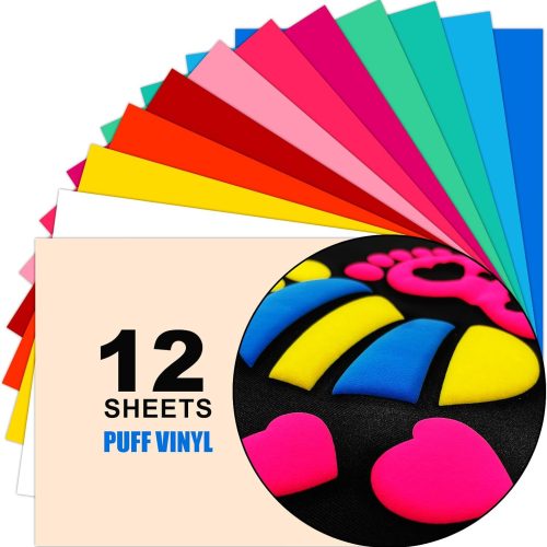 1 Puff Vinyl Heat Transfer, 12Pcs 12”X10” 3D Puff Heat Transfer Vinyl Sheets, for Heat Press T Shirts DIY Outfits, HTV Puff Vinyl in Light Colours Multi-Colour Mix,Bohemian Design Preferences