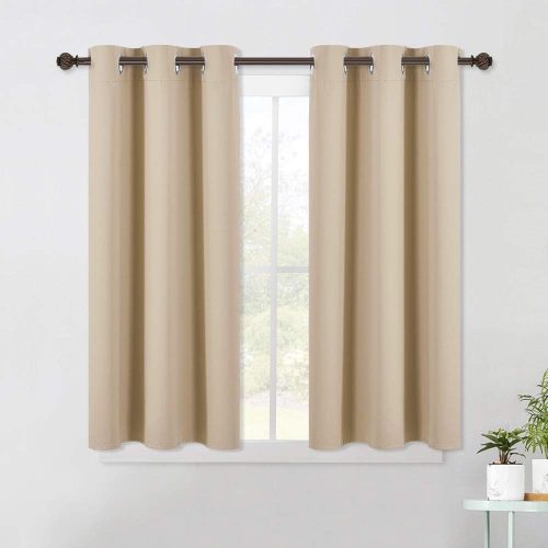 1 Room Darkening Curtain Panels for Living Room, Thermal Insulated Grommet Room Darkening Draperies/Drapes for Window (Biscotti Beige, 2 Panels, W42 x L45 -Inch)
