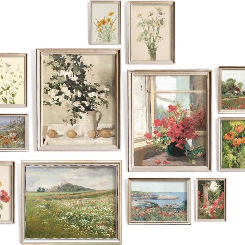 97 Decor Floral Wall Art - Vintage Floral Prints for Wall Decor, Flower Poster for Room Aesthetic Vintage Prints, French Garden Painting Spring Landscape Botanical Art Wildflower Decorations (8x10 Unframed)