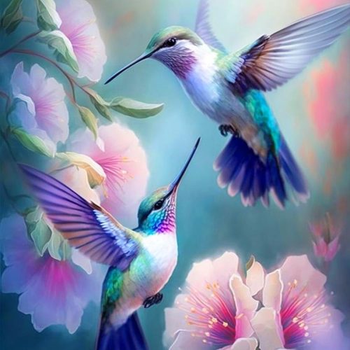 Hummingbird Diamond Painting Kits for Adults, Easy Birds Diamond Art Kits for Beginners, 5D Diamond Painting for Adults, DIY Full Round Drill Gem Arts and Crafts for Home Wall Decor 12x16 Inch