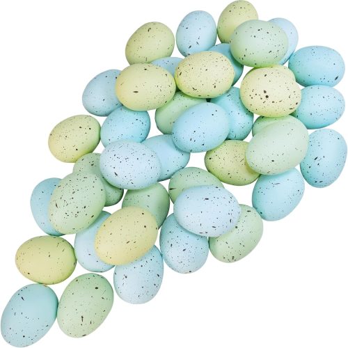 Winlyn 40 Pcs Easter Eggs Artificial Speckled Foam Eggs Pastel Green Blue Decorative Eggs 2.1" for Neutral Spring Easter Table Decor Bowl Basket Filler DIY Wreath Party Favor