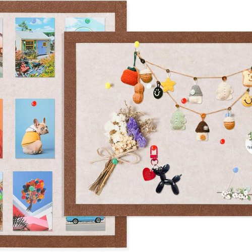 Felt Bulletin Board, 15.7''X 11.8'' corkboard Pin Board for Bedrooms Offices Home Wall Decoration, Self Adhesive Cork Board with 35 Push Pins for Paste Notes, Photos, Schedules (2 Pack)
