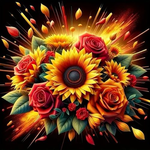 5D Diamond Art Painting Kits for Adult, Sunflower Diamond Art Kits for Beginners, DIY Full Round Drill Flower Gem Art Diamond Dots Paint for Home Decor 11.8X11.8 in