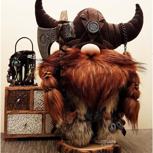 Halloween Special - Viking Warrior Gnome Doll, Fall Farmhouse Gnome Plush Decor Indoor, Nordic Gnomes Decorations for Home, Handcrafed Cute Scandinavian Style Gnomes for Kitchen Table Ornaments (A)…