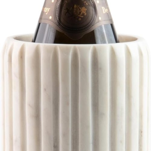 Marble Wine Chiller, Champagne Bucket for Parties, Bottle Cooler for Dining Tables, Outdoor Patios and More - Handcrafted Natural Stone Bottle Holder - Keeps White Wine or Champagne Cold