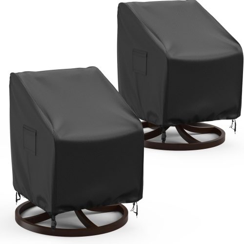 1 Outdoor Swivel Lounge Chair Cover, 2 Pack Waterproof Outdoor Chair Covers, Heavy Duty Patio Chair Covers for Outdoor Furniture, 30" WΓ34" DΓ38.5" H, Black