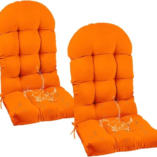 1 Outdoor Adirondack Chair Cushions Set of 2 Orange Waterproof High Back Chair Cushion Set Thicken Patio Lawn Replacement Cushions 47"*19.68"*3.9"