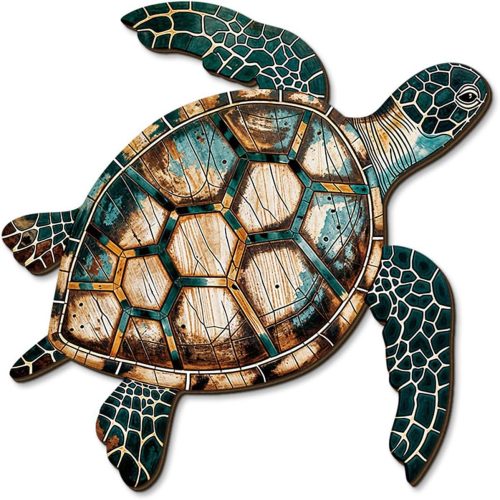 1 Coastal Sea Turtle Wall Art - Vibrant UV Printed Wood Decor for Beach Theme Living Room, Bedroom, Bathroom or Office(sea turtle)