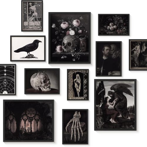 12Pcs Dark Academia Decoe, Gothic Wall Decor, Moody Halloween Wall Art, Creepy Posters for Room Aesthetic, Vintage Wall Prints for Home Bedroom Decorations (Gothic)