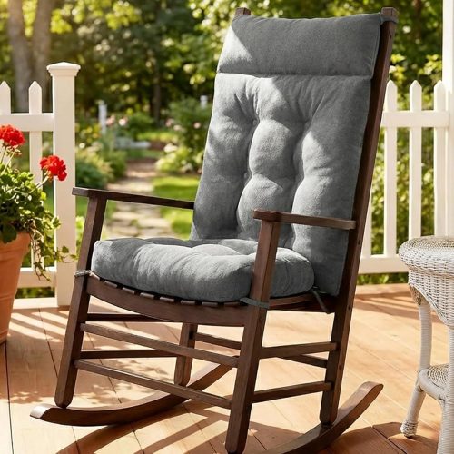 Rocking Chair Cushions Outdoor & Indoor, Patio Glide Porch Outdoor Rocking Chair Cushions Set of 2 with Ties, Seat & Back Cushion for Rocker