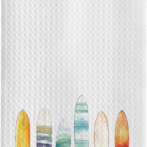 Surfboard Hand Towels for Bathroom 16x24 - Summer Beach Kitchen Towels, Coastal Decor, Surfer Gifts, White