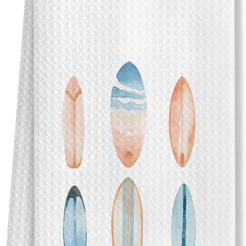Coastal Beach Kitchen Towels, Surfboard Decorative Hand Towels for Bathroom, Summer Beach Dish Tea Towels, Coastal Kitchen Bathroom Decor, 16x24 Inch