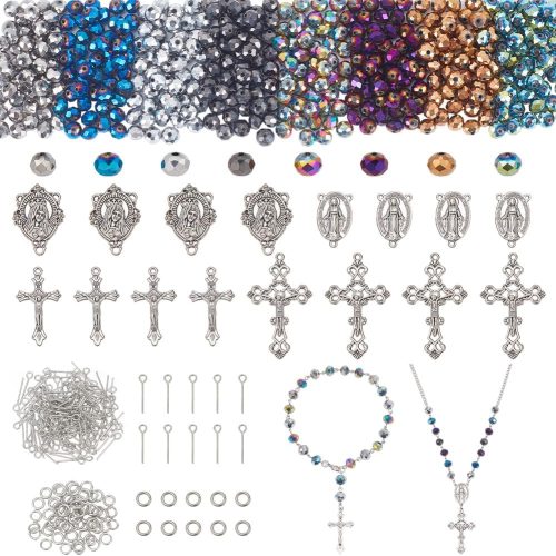 1 Rosary Jewelry Making Kit 1064pcs Easter Necklace Making Set Rosary Prayer Making Supplies First Communion Necklace Set Cross Beads Kit for Ramadan Bracelet Necklaces Jewelry Making