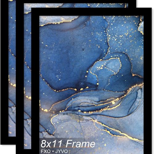 1 8x11 Picture Frame Set of 3, Black Frame for 8 x 11 Inch Picture Poster Photo, Light Weight and High Transparent 8 by 11 Frame for Wall - 3 Pack/Black/8"x11"