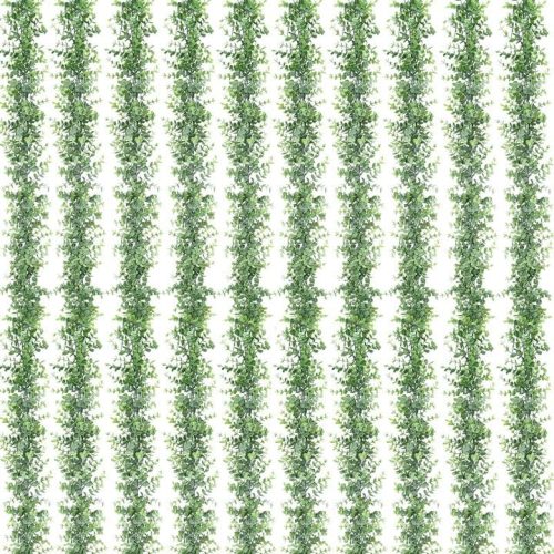 10 Pack Eucalyptus Garland, 60FT Faux Eucalyptus Greenery Garland, Artificial Eucalyptus Leaves Vine, Fake Hanging Eucalyptus Garlands Wedding Backdrop Arch Wall Table Party Decor (Grey Green)