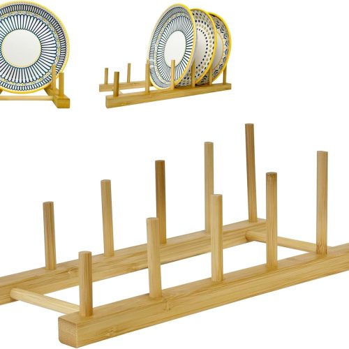 Plate Display Stands, 2 Pack Plate Holder for Displaying, 5-Tier Sturdy Craft Show Display Stands, Art Prints Book Photo Picture Frame Plaque Platter Wood Stand