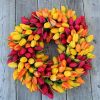 3 Blush Tulip Front Door Wreath 19 Inch, Gorgeous Full Spring Door Wreath Designed in USA, Measures True to Size, White Gift Box Included