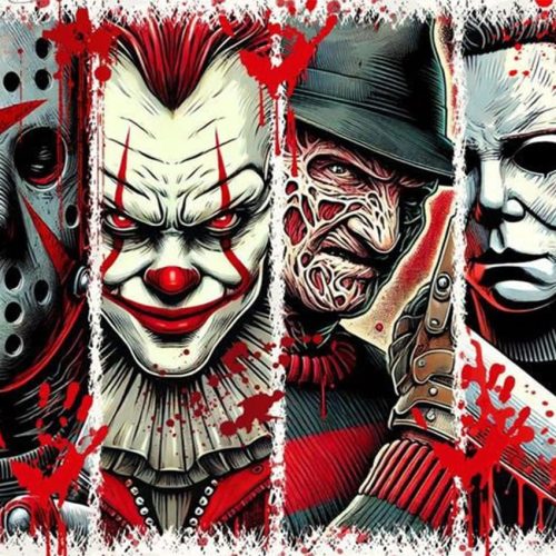 4 Halloween Diamond Painting Kits for Adults Beginners,5D Full Round Drill Horror Movie Diamond Art Kits for Adults,DIY Gem Art Painting and Crafts for Holiday Gifts 12x16 Inch.