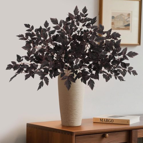 Fall Decor, Fall Stems, Artificial Cimicifuga Stems, 6-Pack 32 Inch, Purple Fall Foliage Spray for Tall Vase, Farmhouse Thanksgiving Mantel Centerpiece, Christmas Decor Arrangements