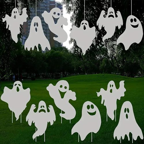 Halloween Yard Signs Outdoor Decorations - 6 PCS Ghost Stakes Outside Decor - Double Sided Party Decorative Signs for Yard Home Lawn Patio Garden