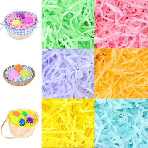 4 Easter Grass Basket Filler 6 Colors 17.6 OZ (500 Grams) Gift Wrap Filler Paper Boxes Basket Stuffers, Recyclable Raffia Shred Paper for DIY Easter Egg Hunt Decor Birthday Party Favors Classroom Decor