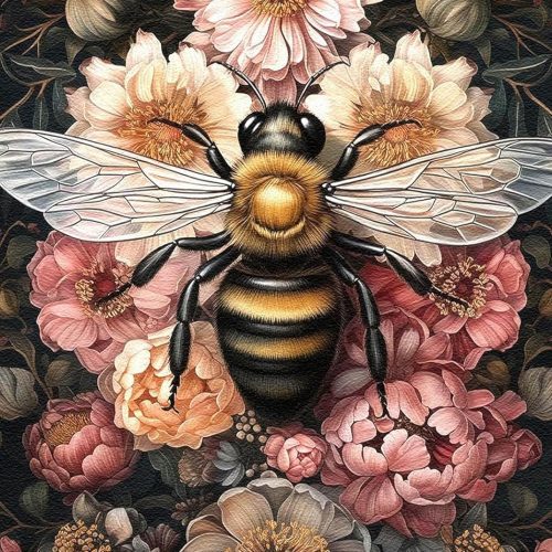 4 Bee Diamond Art Painting Kits for Adults - Full Drill Diamond Dots Paintings for Beginners, Flower Round 5D Paint with Diamonds Pictures Gem Art Painting Kits DIY Adult Crafts Kits 12x16inch