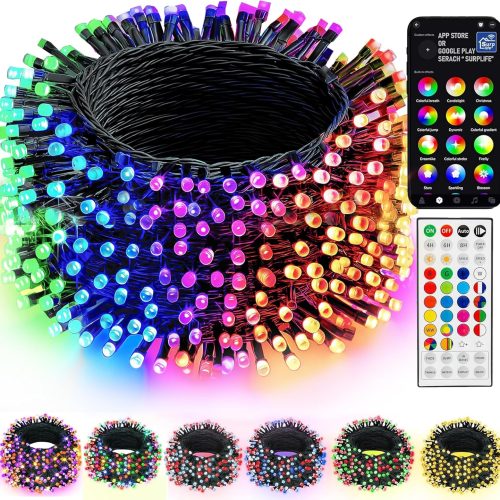 Smart Christmas String Lights, 98FT 300 LED RGB Color Changing String Lights with Remote & App Controlled, Halloween Decorations for Indoor Outdoor Holiday Xmas Tree Party Decor
