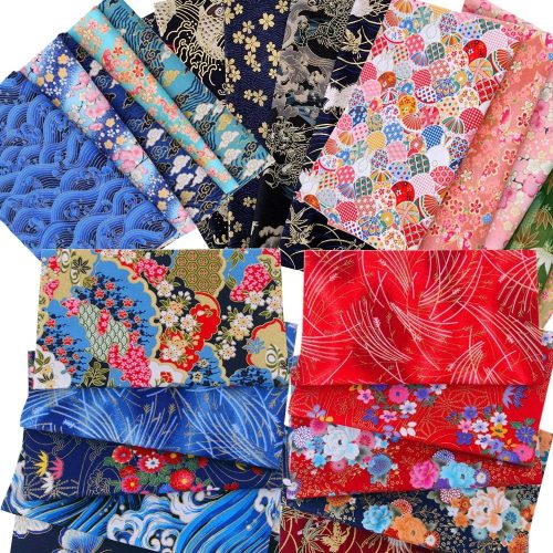 30pcs 8" x 10"(20cm x 25cm) Cotton Craft Fabric Bundle Squares Patchwork,Japanese Style Cotton Wrapping Cloth Squares Quilting Fabric, Bundles of Fabric for DIY Patchwork Sewing