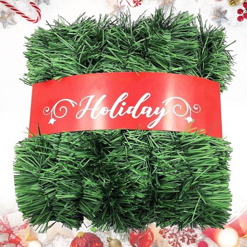 4 Christmas Garland, Artificial Non-Lit Soft Green Garlands - Festive Holiday Decor for Indoor Use (50ft)