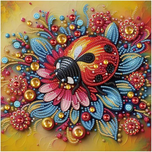 4 5D Special Shape Diamond Art Kits for Beginners, Ladybug Diamond Painting Kits for Adults, Crystal Rhinestones Diamond Painting for Home Wall Decoration Gift, 12×12inch