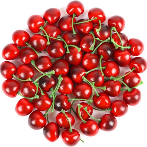 50pcs Artificial Fruit Cherries,Lifelike Fake Cherry Simulation Decor for Home Decoration Photo Prop Craft Supply