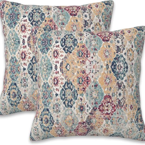4 Throw Pillow Covers Ethnic Boho Pillow Covers 18x18 Inch Set of 2 Rug Boho Style Ethnic Design Throw Pillows Decorative Pillow Cases Cushion Covers for Bedroom Livingroom Sofa Farm House