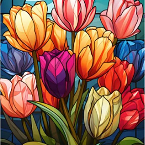 4 Diamond Painting Kits for Adults,Diamond Painting Kits, 5D Flower Diamond Art Kits for Adults Beginner Gem Art Full Drill Diamond Dots Tulip Art for Adults Home Wall Decor Gifts 12x16inch