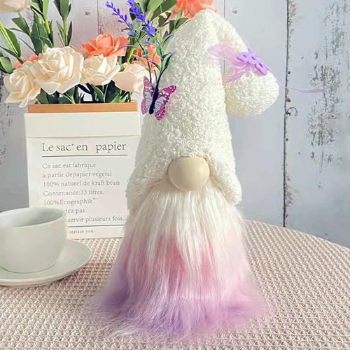 Lavender Purple Gnomes Decorations for Home Spring Gnomes Summer Gnome Tiered Tray Decor for Kitchen Butterfly Gnomes Plush Lavender Decor Stuffed Gnomes Gnomes Gifts for Women