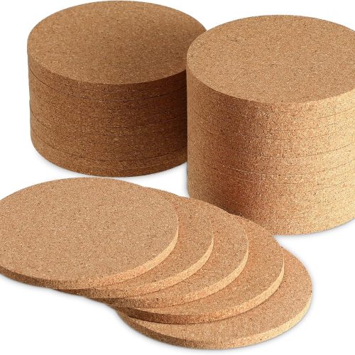 4 120 Pcs Cork Coaster Bulk 4 Inch Round Cork Coasters for Drink, Absorbent Heat Resistant Drink Coaster Reusable Blank Coasters for DIY Crafts Laser Engraving Tabletop Protection Party Decor