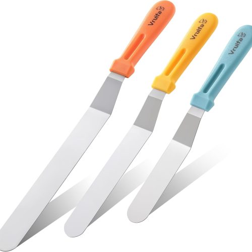 4 3PCS Offset Spatulas, Icing Spatula for Cake Decorating and Frosting, with Ergonomic PP Handle, Dishwasher Safe (6",8",10")