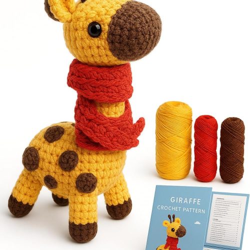 Crochet Kit for Beginners - Amigurumi Cute Giraffe DIY Crochet Toy |Step-by-Step Video Tutorials DIY Animal Beginner Crochet Kit for Adults Kids Women Men Complete Kit Knitting Supplies, (40%+ Yarn)