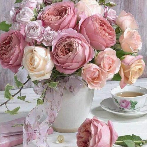 4 Diamond Art Pink Rose Full Round Drill Diamond Painting Kits for Adults DIY Gem Painting Craft for Home Wall Decor and Gift 11.8 x 15.7 Inch