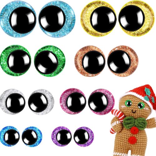 160PCS Large Safety Eyes for Amigurumi 3D Glitter Crochet Doll with Washers for DIY Puppets Bear Crafts Animals Amigurumi Making Supplies(12-18mm)