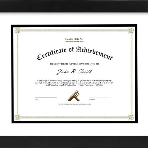 4 11x14 Diploma Frame for 8.5x11 Document & Certificates with Mat, Or 11x14 Without Mat, Real Glass, Double Mat (Black with White/Black, 1 Pack, Solid Wood)