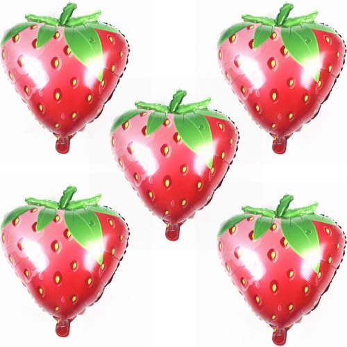 4 Strawberry Balloons Fruit Foil Mylar Balloons for Strawberry Themed Party Birthday Decoration Supplies 28 inch 5PCS