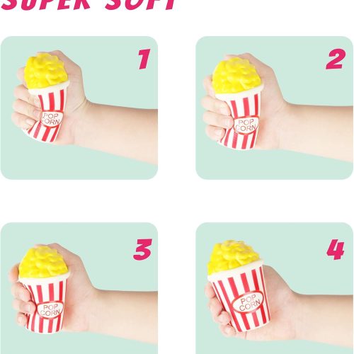 4 Slow Rising Jumbo Squishies Toys Set - 9 Pack Soft Kawaii Squishy Hamburger Popcorn Cake Ice Cream Donut Stress Relief Squeeze Toy for Boys and Girls