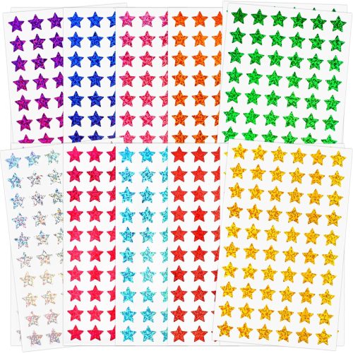 3000 PCS Star Stickers, 0.6" Sparkly Holographic Stickers, Kids Rewards Holographic Colors Sticker, Foil Star Sticker for Behavior Chart, Student Planner, School Classroom Teacher Supplies, DIY