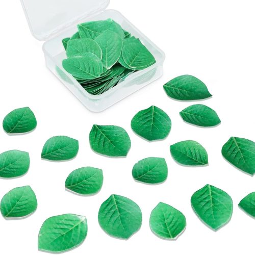 92pcs Edible Leaves Edible Green Cake Cupcake Toppers Edible Wafer Paper Leaf Cake Decoration for Hawaii Aloha Summer Theme Wedding Birthday Baby Shower Party