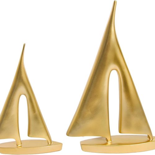 1 Modern Sculptures Home Decor, Gold Sailboat Decor Ornament, Boat Decorations Statue Decor, Art Sculptures and Statues, Sailboat Gifts Home Office Bathroom Shelf Decor Nautical Decor (2 Pack)