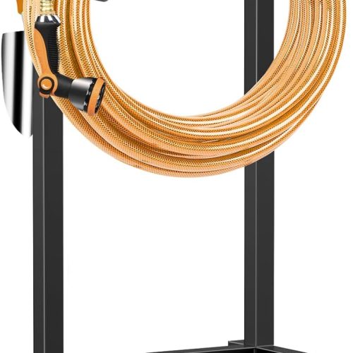 1 Garden Hose Holder Heavy Duty Water Hose Holder Holds 160 FT Hoses 4 Spikes Hose Reel Freestanding Hose Hanger Sturdy Hose Storage Stand for Outside Yard Lawn