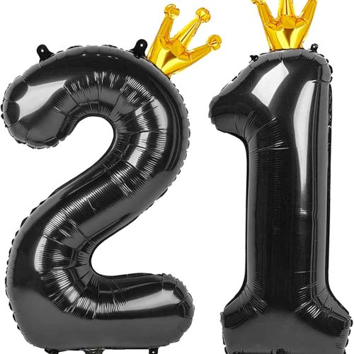 1 Black Number 21 Balloon 40 inch, 21 Number Balloon, 21st Black Birthday Decorations, 21 Year Old Girl Boy Party Suppliers