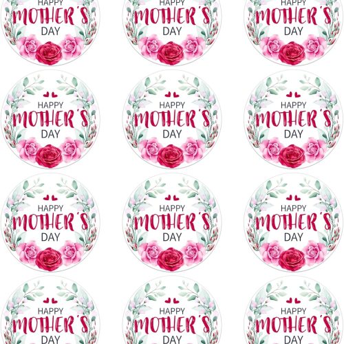 1 Happy Mothers Day Stickers - 36pcs Mother's Day Gift Tags Labels 1.5" Pink Flower Mom Stickers for Envelope Seals Card Gift Wrap Box Decorations Party Favors
